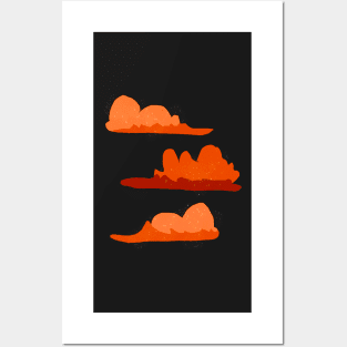 Orange Sparkly Fluffy Clouds Posters and Art